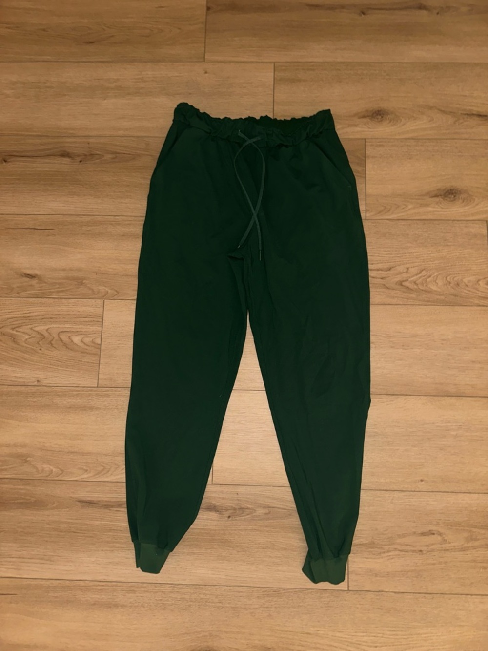 Women’s Dark Green Jogger Pants - Ruffled Drawstring Waist
